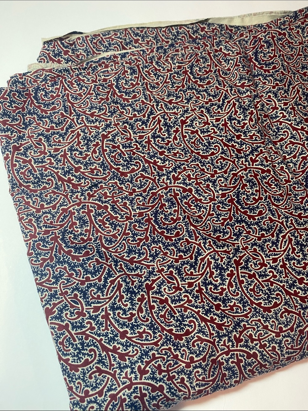 Vintage Blue Red Printed Sewing Fabric